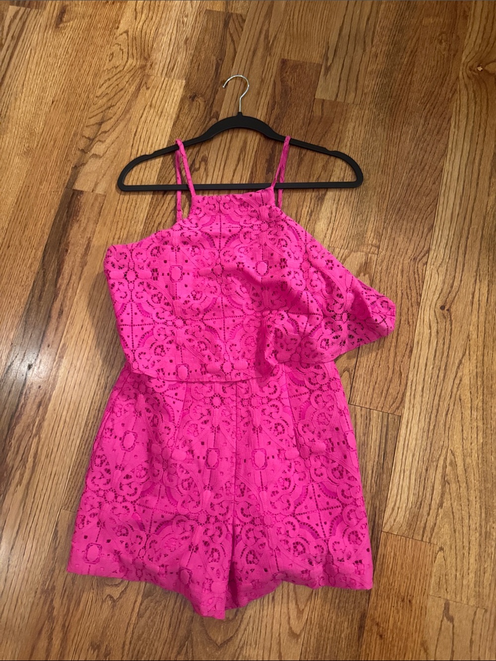 Lilly Pulitzer Hot Pink Eyelet Lace Romper